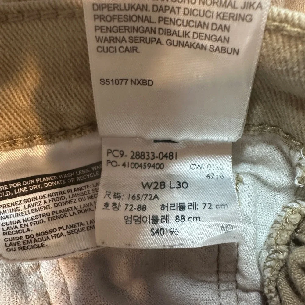 Levi's 512 Pants Mens 28x30 (28x27) Slim Taper Tan Khaki Stretch Everyday Casual